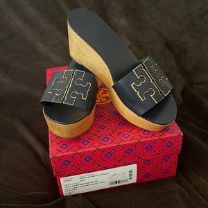 Original Tory Burch Ines wedge slide ! Worn once ! Comes in original box!